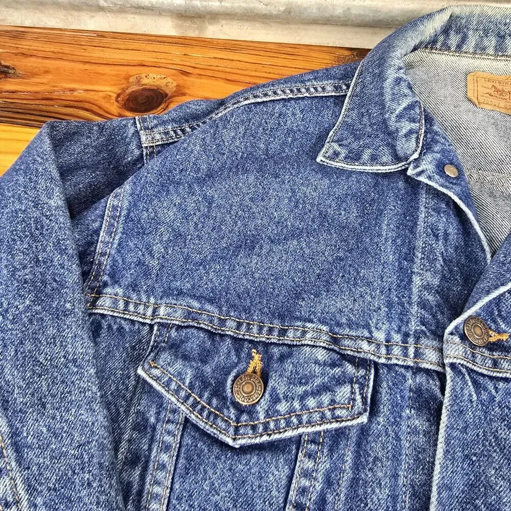 Vtg 70s 80s Levi's Denim Trucker Jacket USA Mens Medium Dark Wash 70507 0218